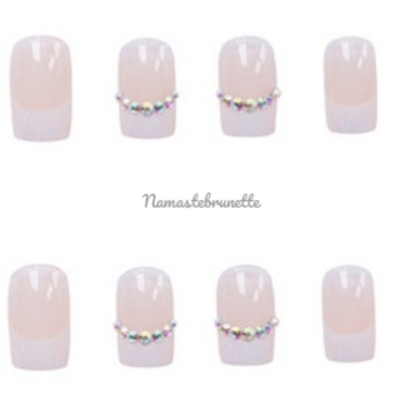 2/$16 Rhinestone French Manicure Press On Nails - Picture 8 of 11